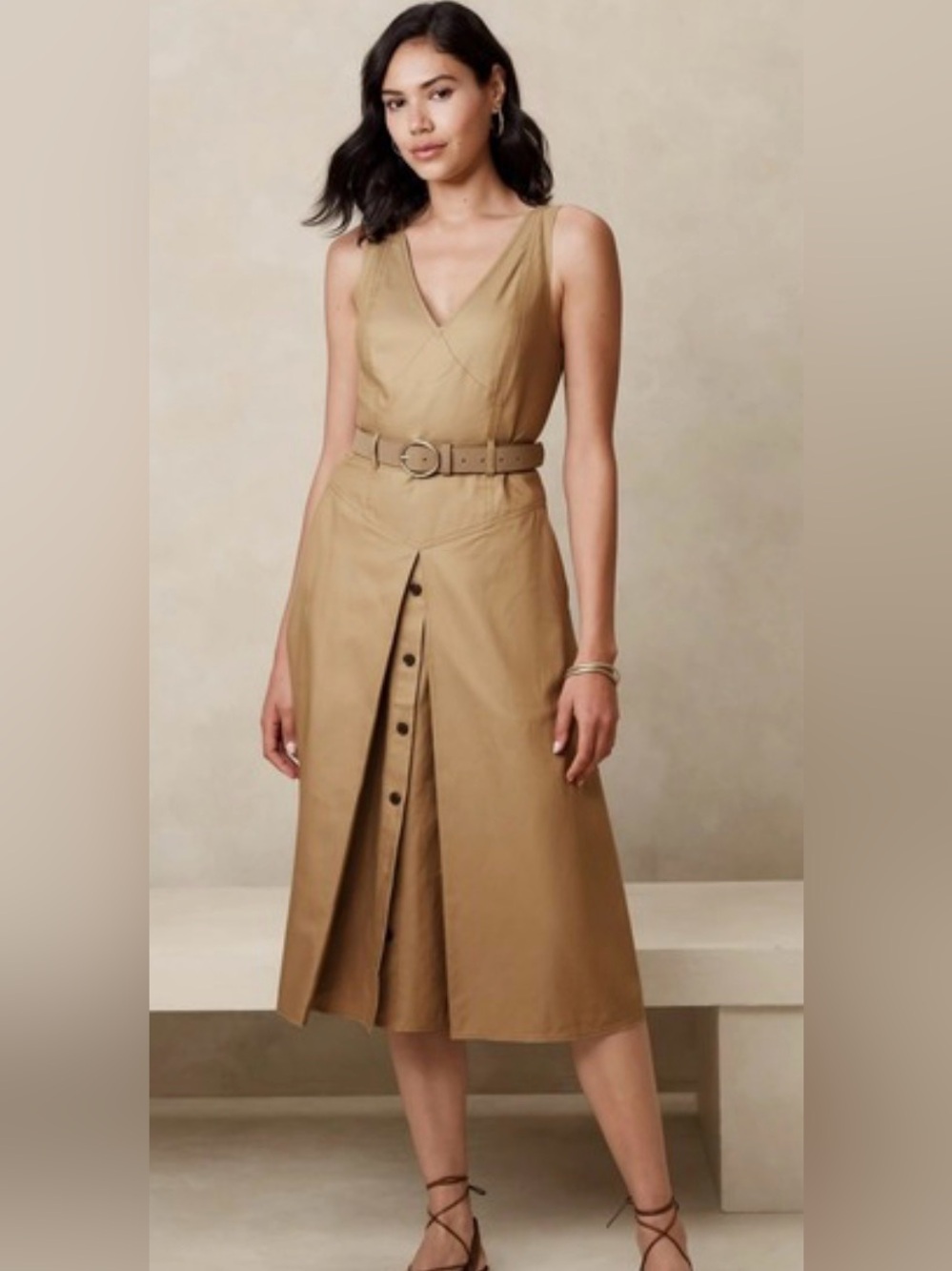 Banana Republic V-Neck Midi Dress Sz 6 New